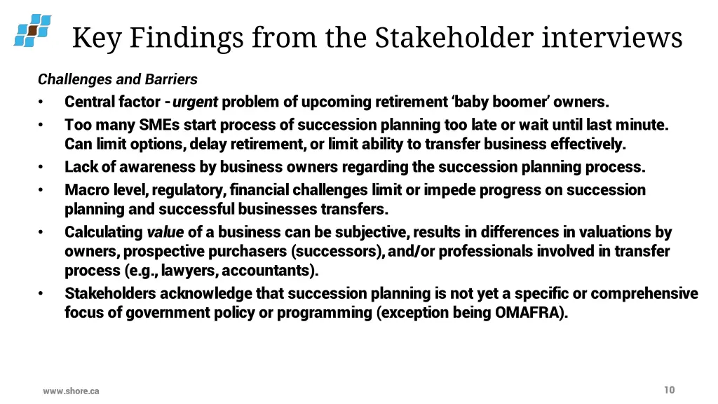 key findings from the stakeholder interviews 1
