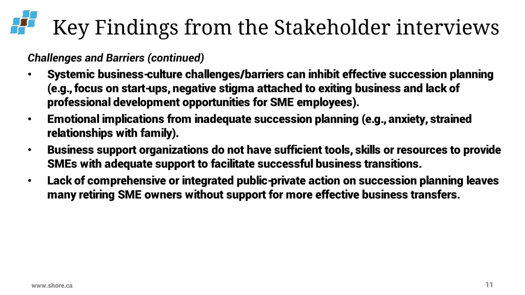 key findings from the stakeholder interviews 2