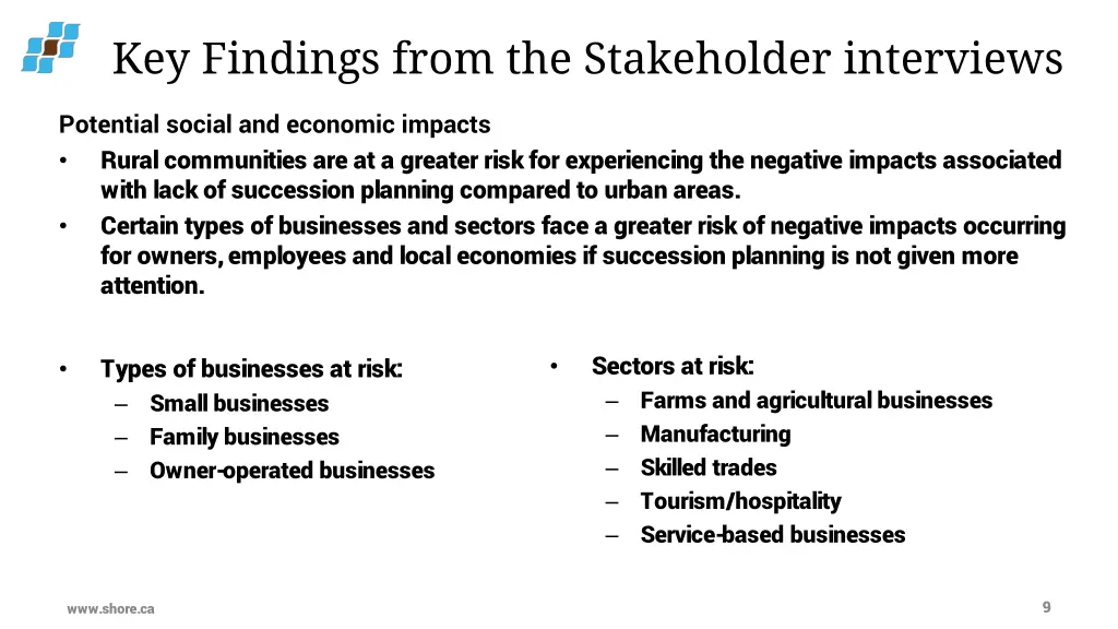 key findings from the stakeholder interviews