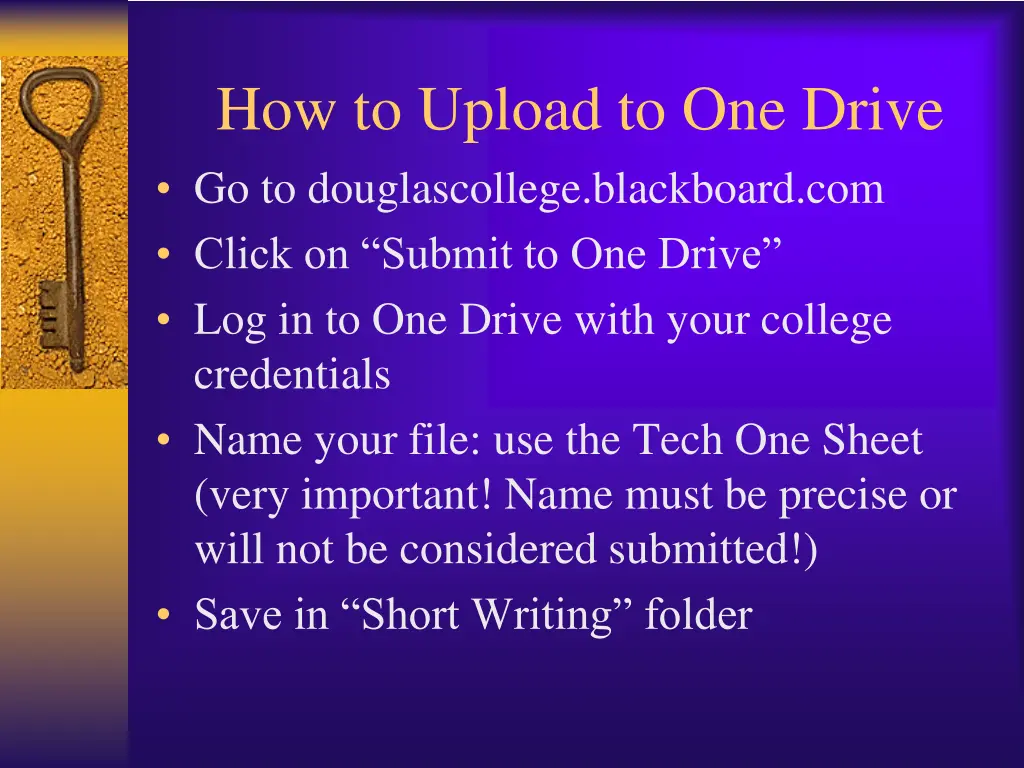 how to upload to one drive go to douglascollege
