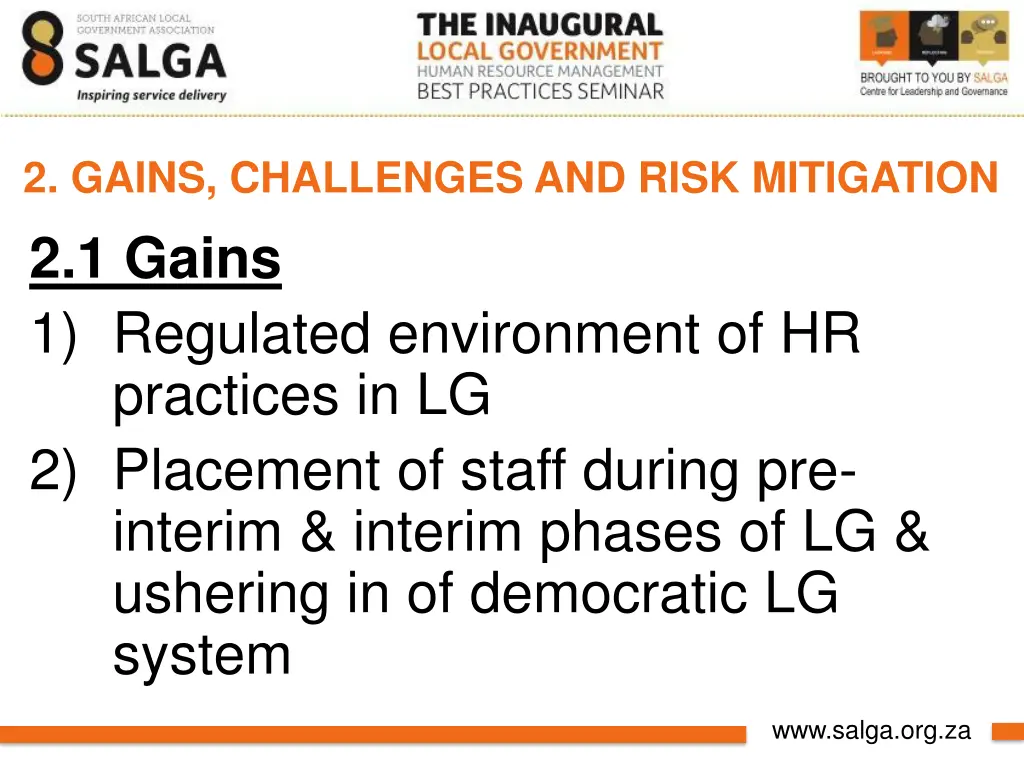 2 gains challenges and risk mitigation 2 1 gains