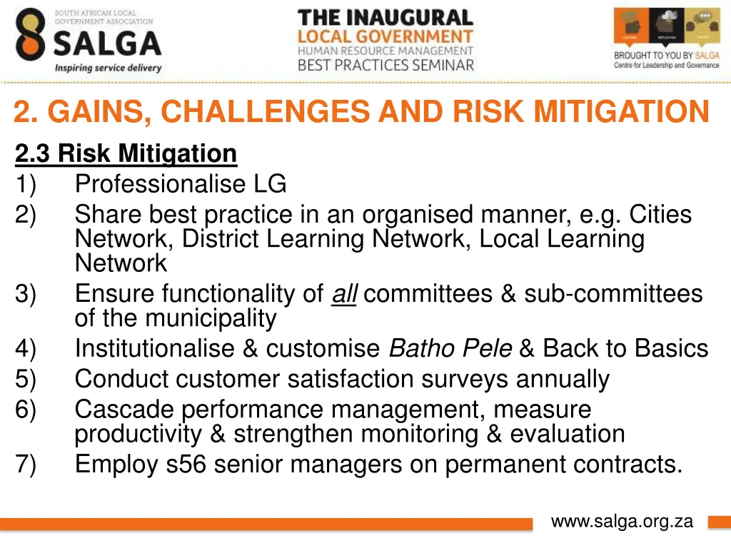 2 gains challenges and risk mitigation 2 3 risk