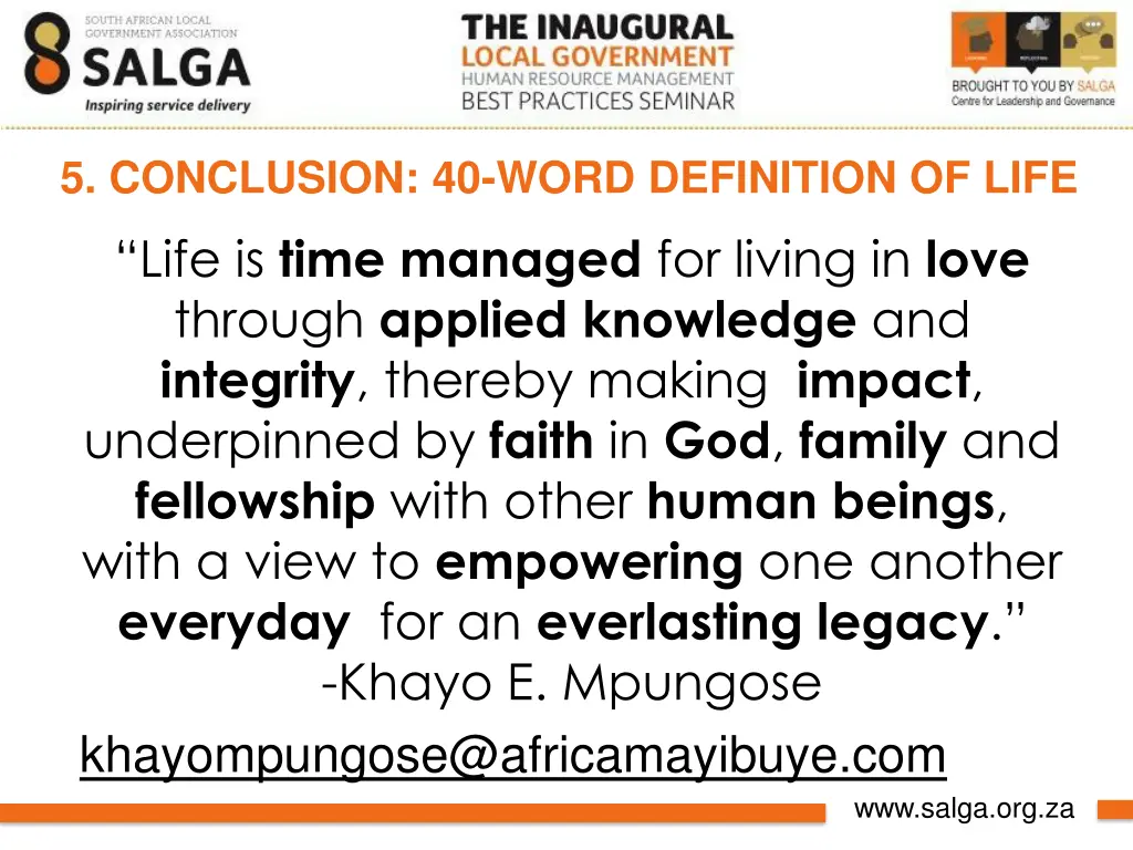 5 conclusion 40 word definition of life life