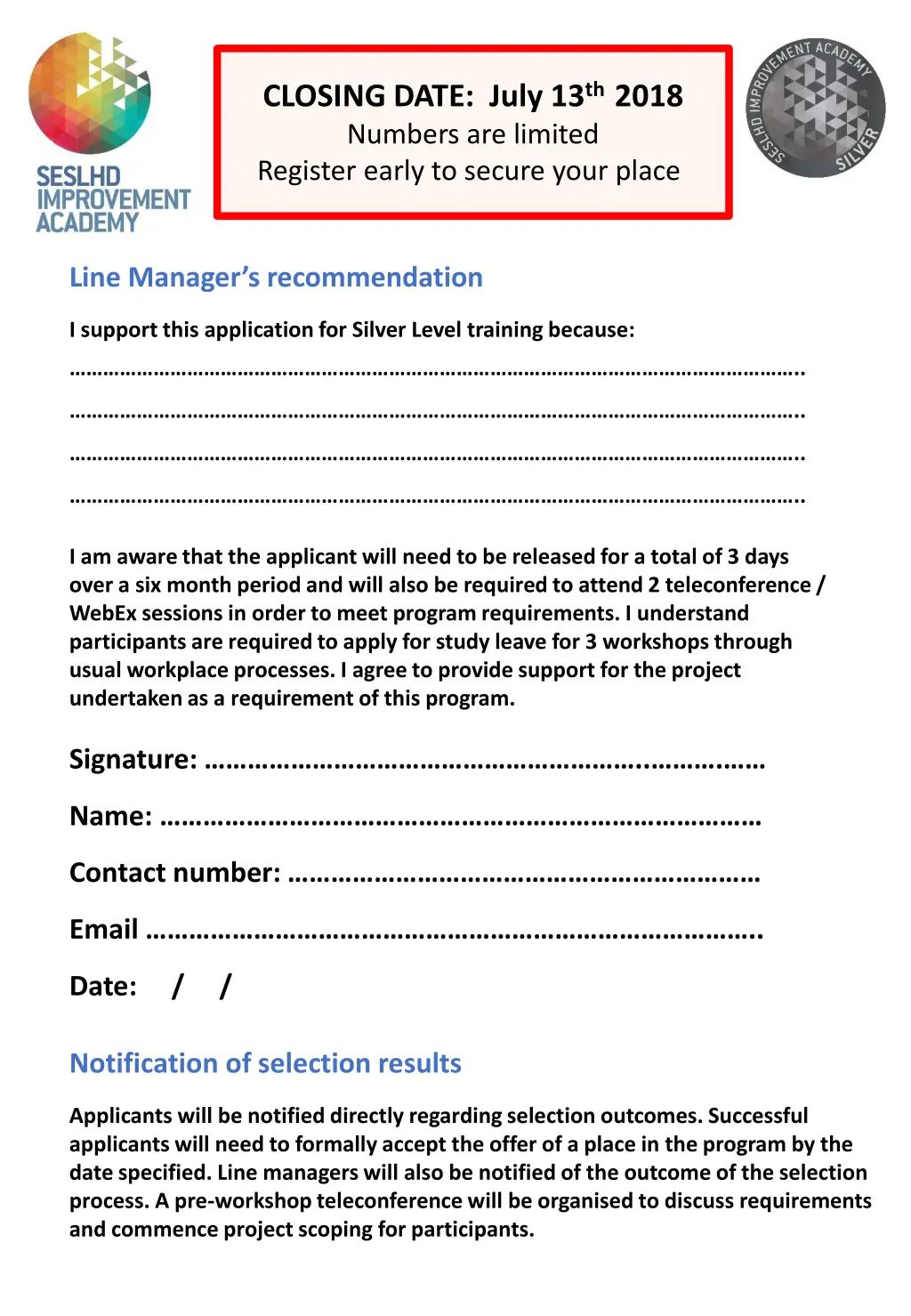 closing date july 13 th 2018 numbers are limited