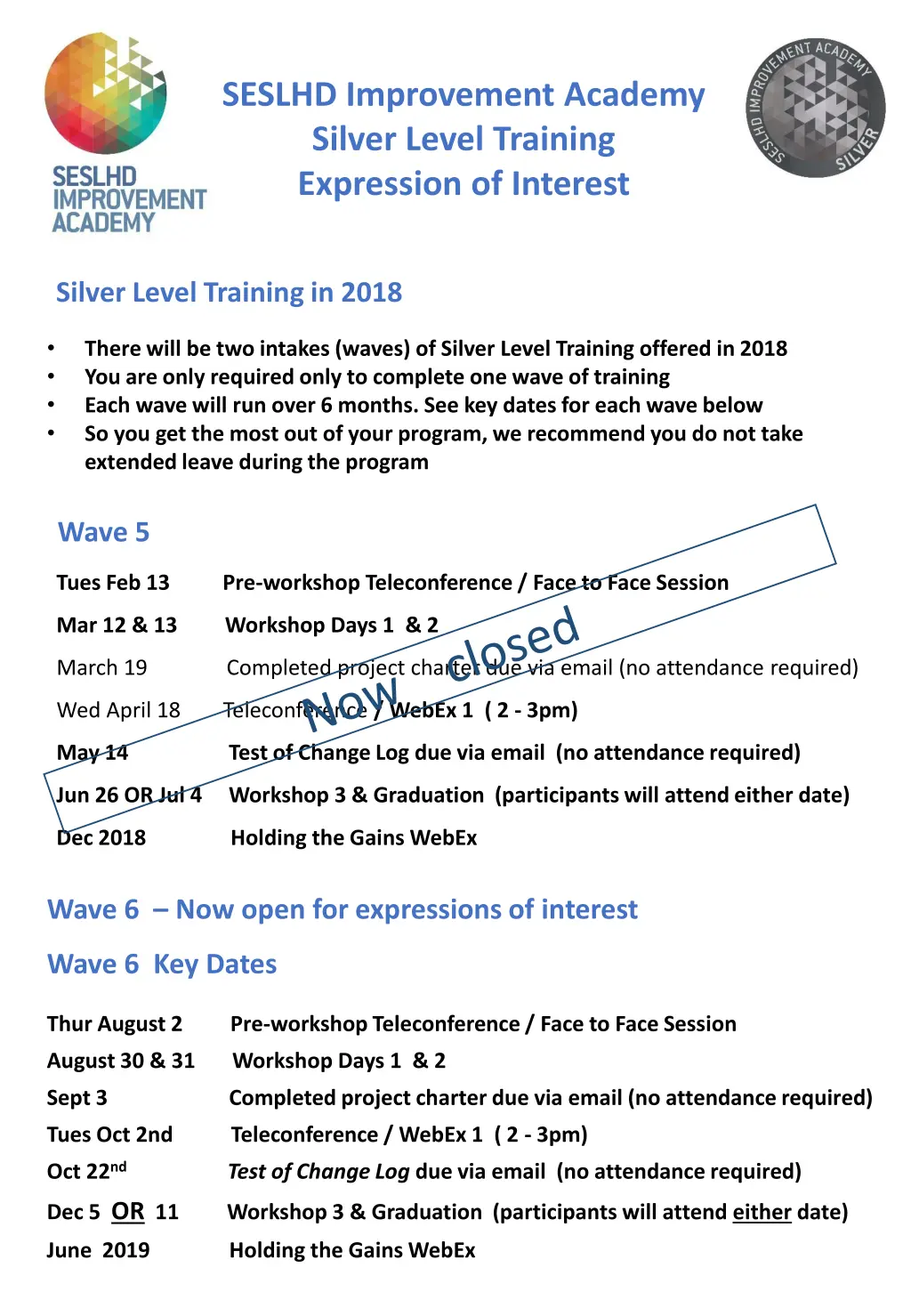 seslhd improvement academy silver level training 1