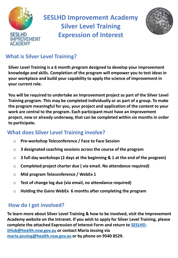 seslhd improvement academy silver level training