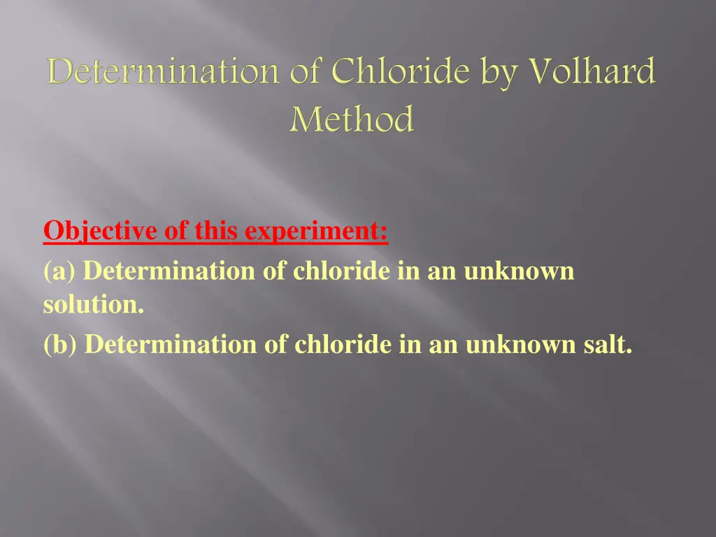 objective of this experiment a determination