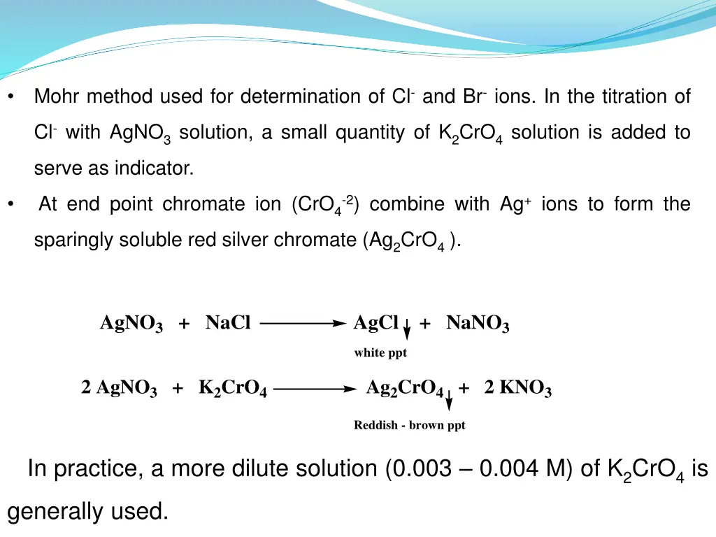 mohr method used for determination