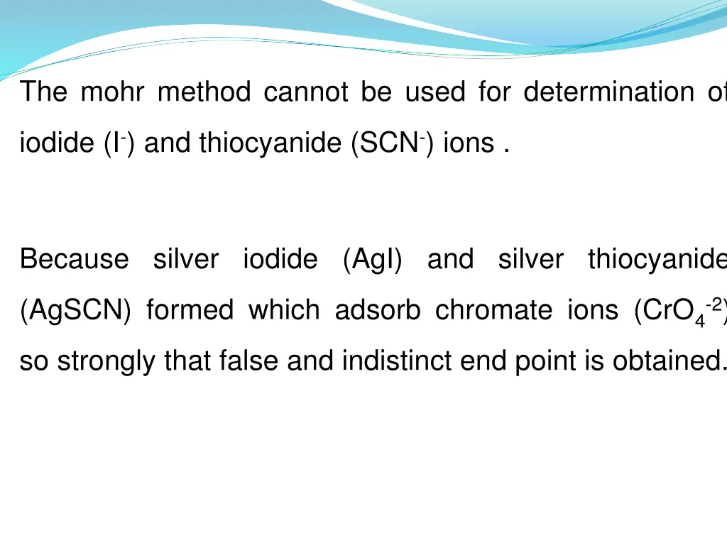 the mohr method cannot be used for determination