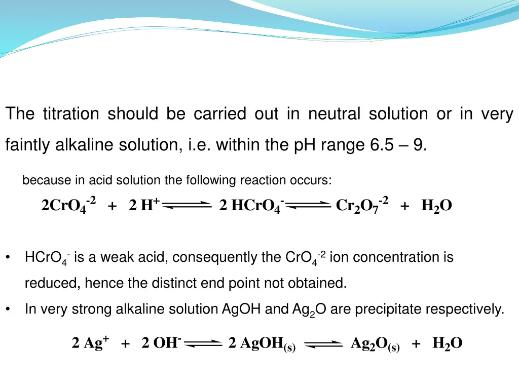 the titration should be carried out in neutral