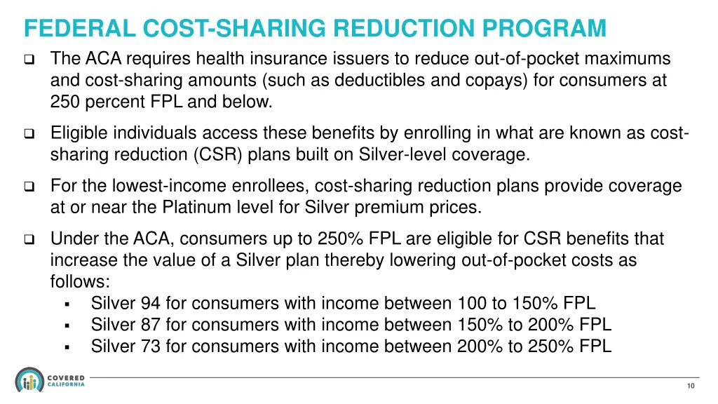 federal cost sharing reduction program