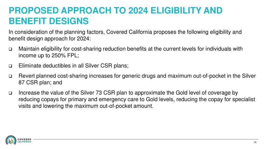 proposed approach to 2024 eligibility and benefit