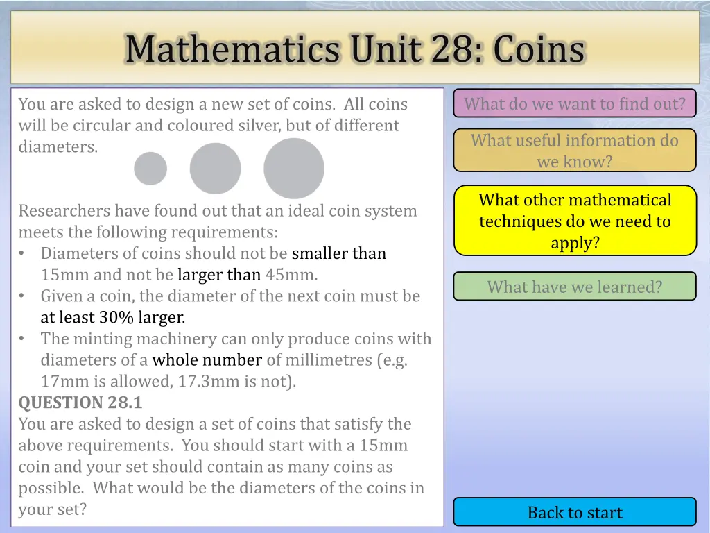 mathematics unit 28 coins 3