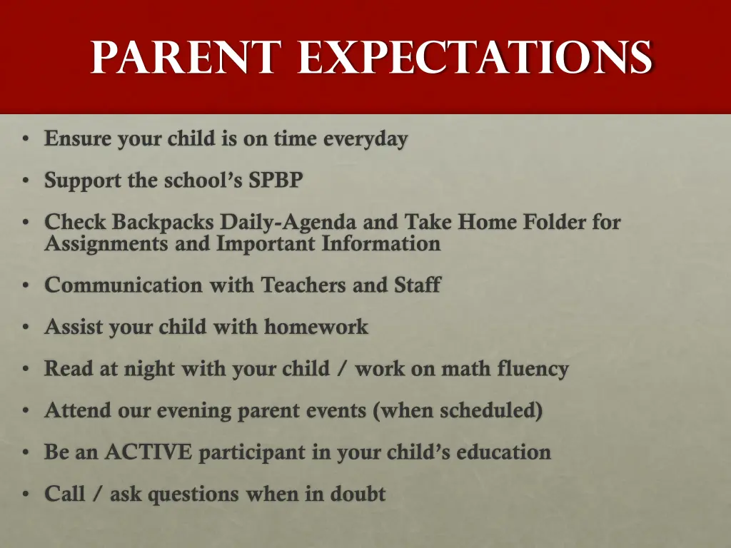 parent expectations