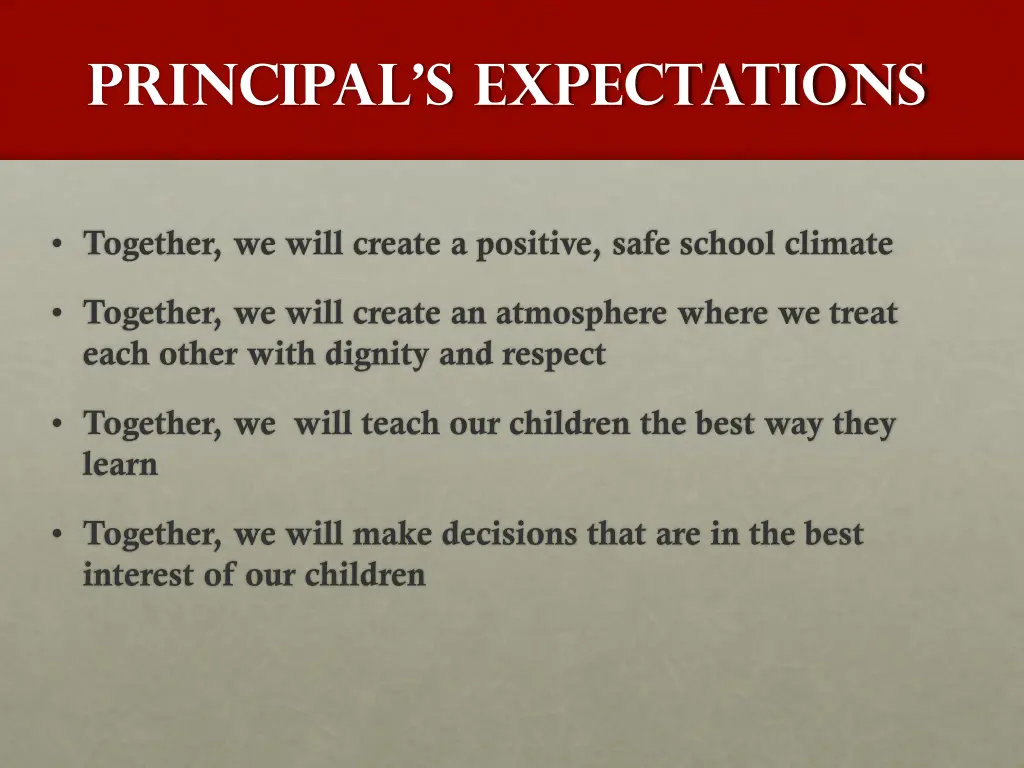 principal s expectations