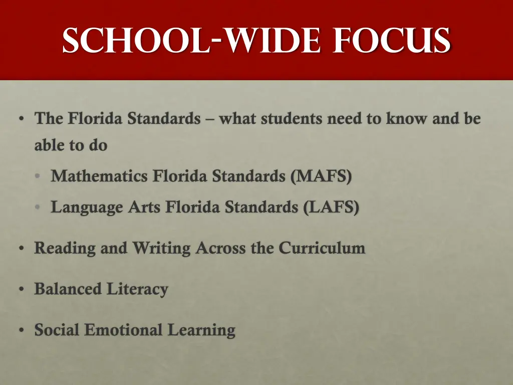 school wide focus