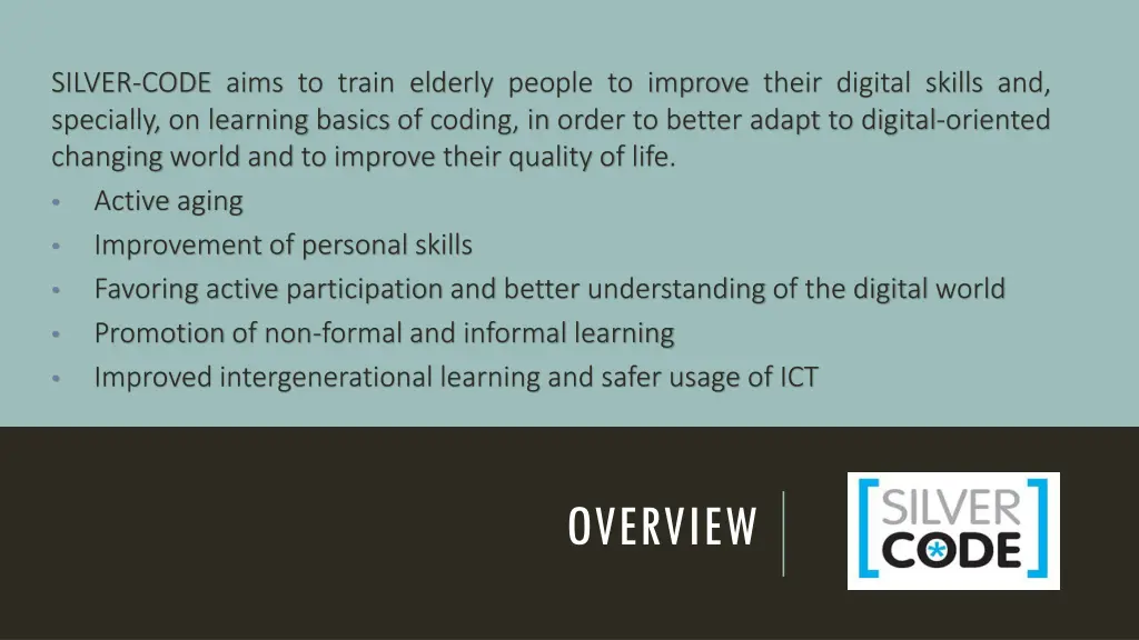 silver code aims to train elderly people