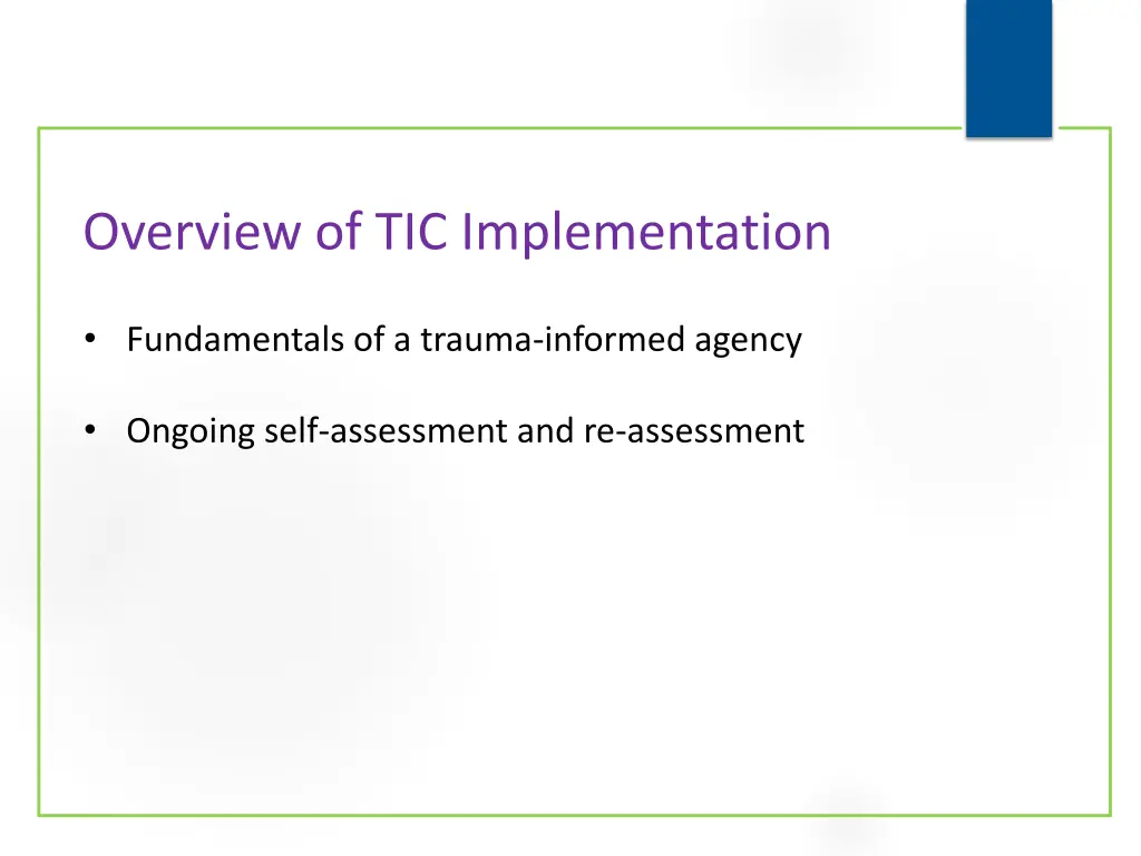 overview of tic implementation