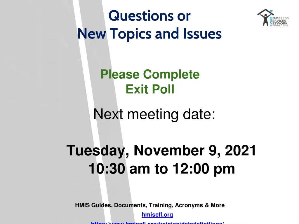 questions or new topics and issues