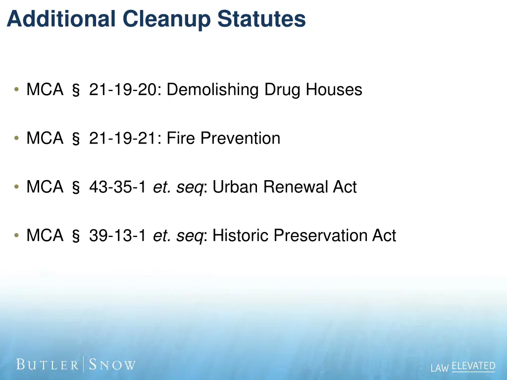 additional cleanup statutes