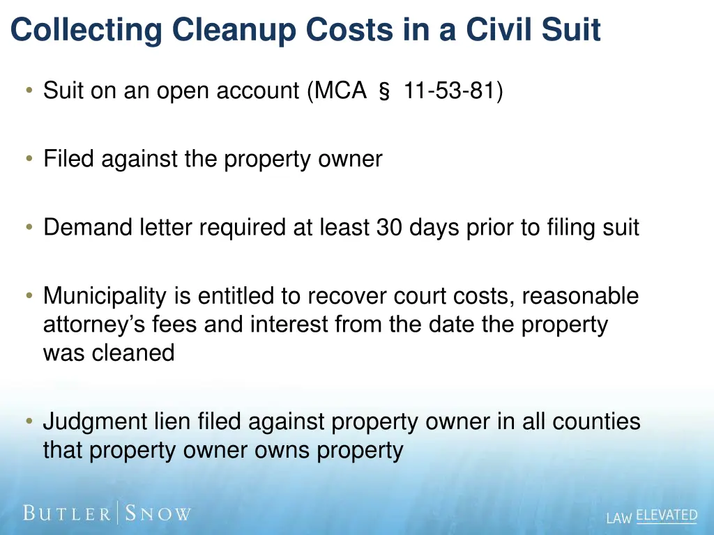 collecting cleanup costs in a civil suit