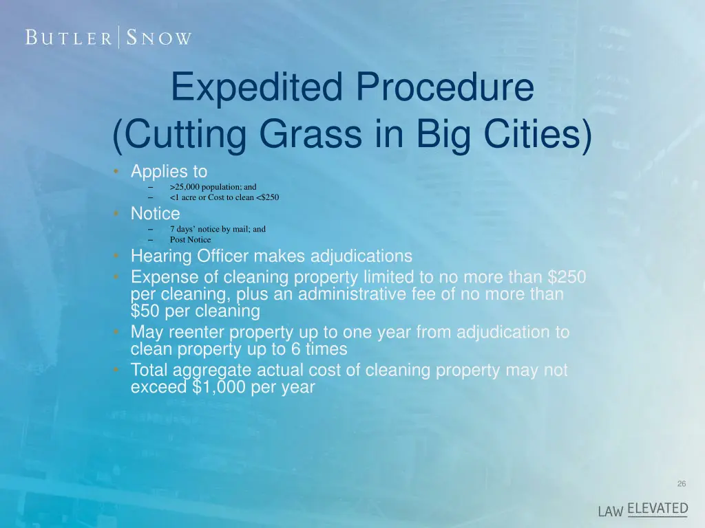 expedited procedure cutting grass in big cities