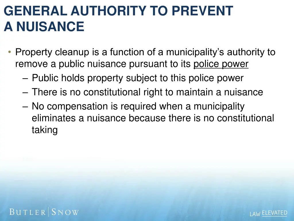 general authority to prevent a nuisance