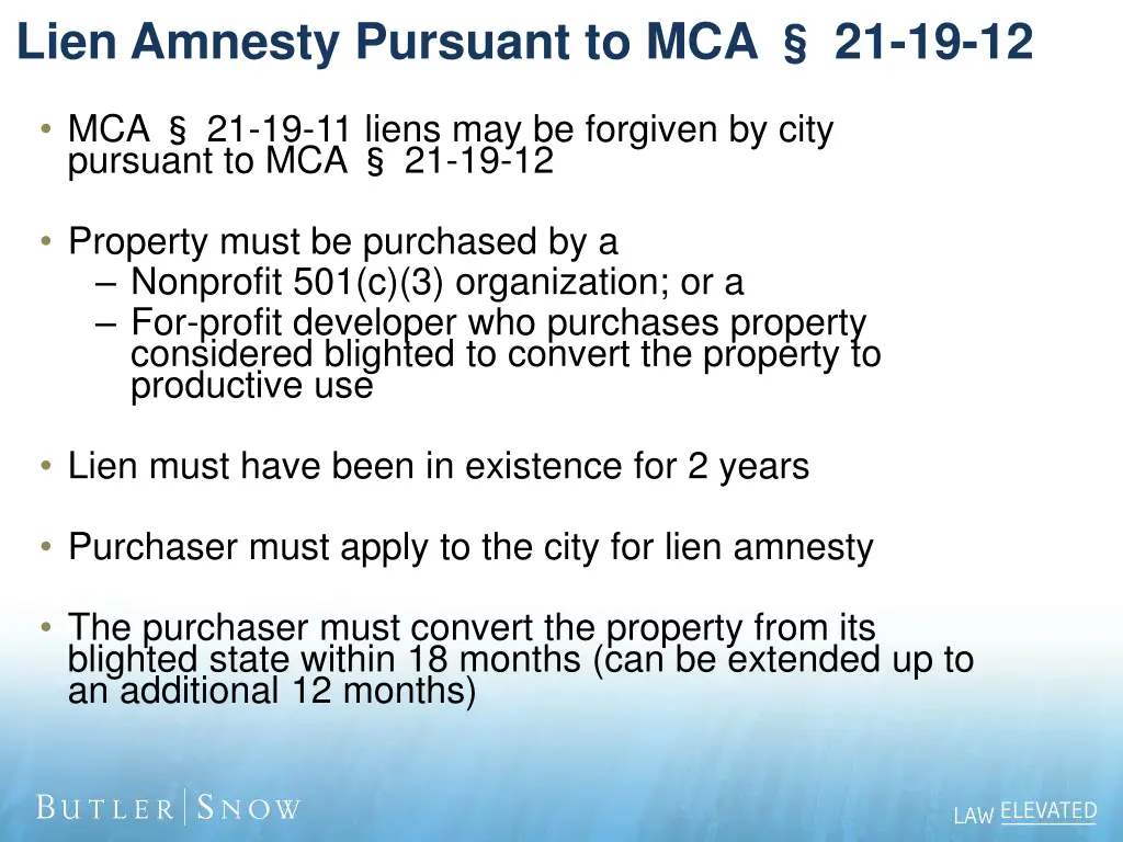 lien amnesty pursuant to mca