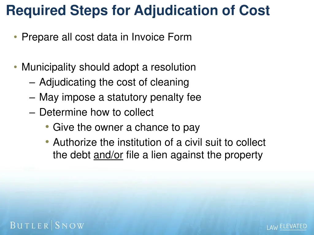 required steps for adjudication of cost