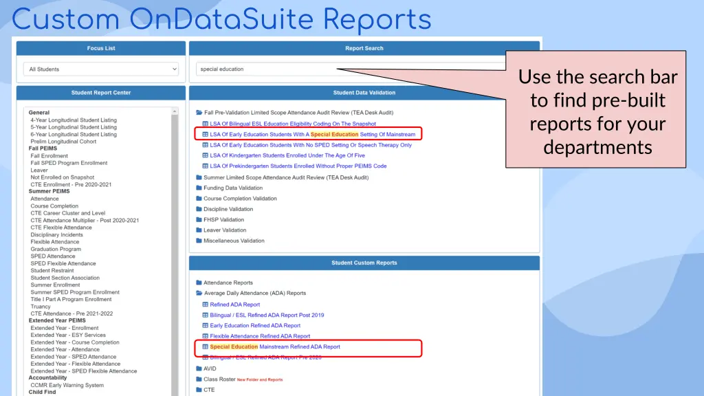 custom ondatasuite reports