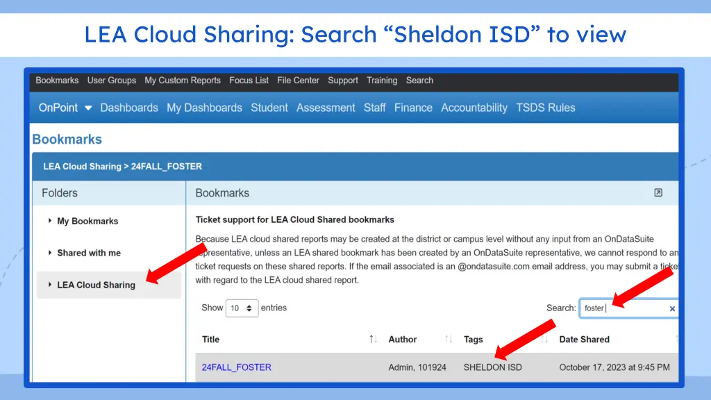 lea cloud sharing search sheldon isd to view