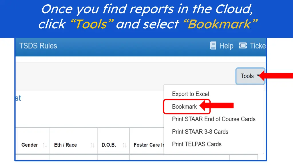 once you find reports in the cloud click tools