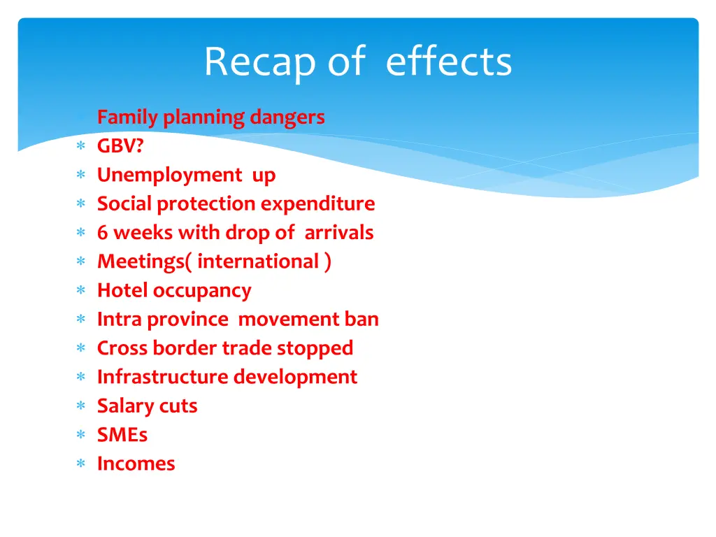 recap of effects