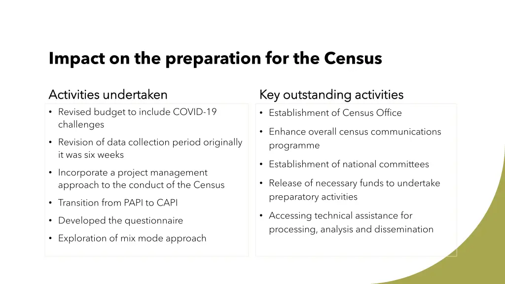 impact on the preparation for the census