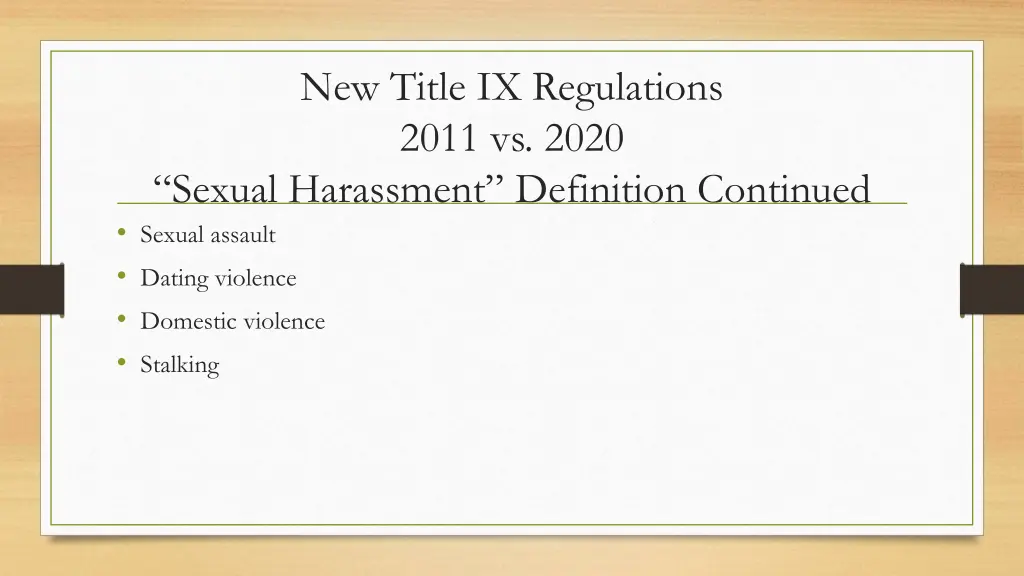 new title ix regulations 2011 vs 2020 sexual