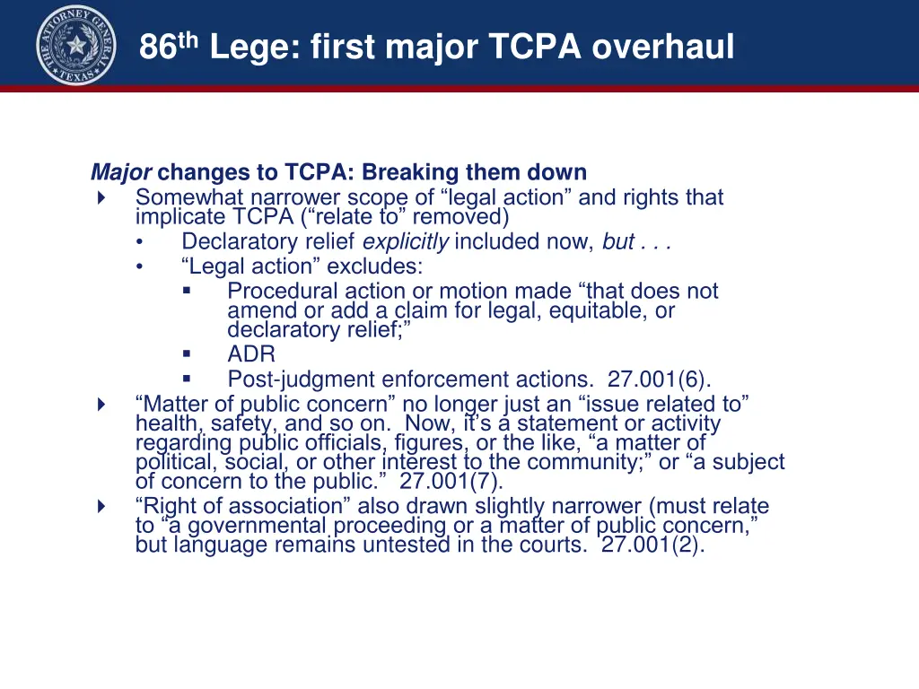 86 th lege first major tcpa overhaul 3