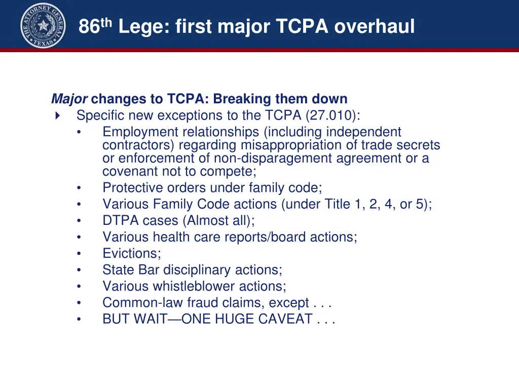 86 th lege first major tcpa overhaul 4