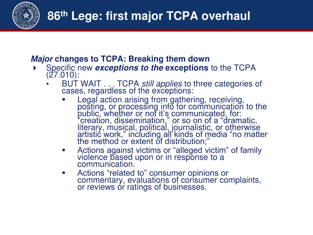 86 th lege first major tcpa overhaul 5
