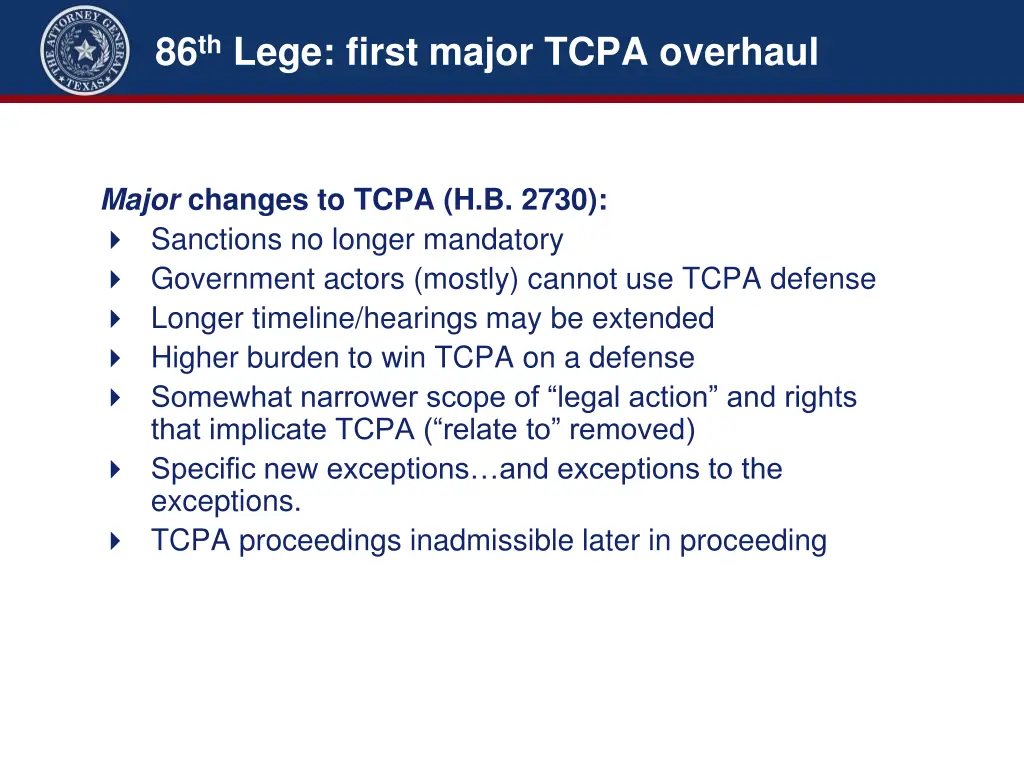 86 th lege first major tcpa overhaul