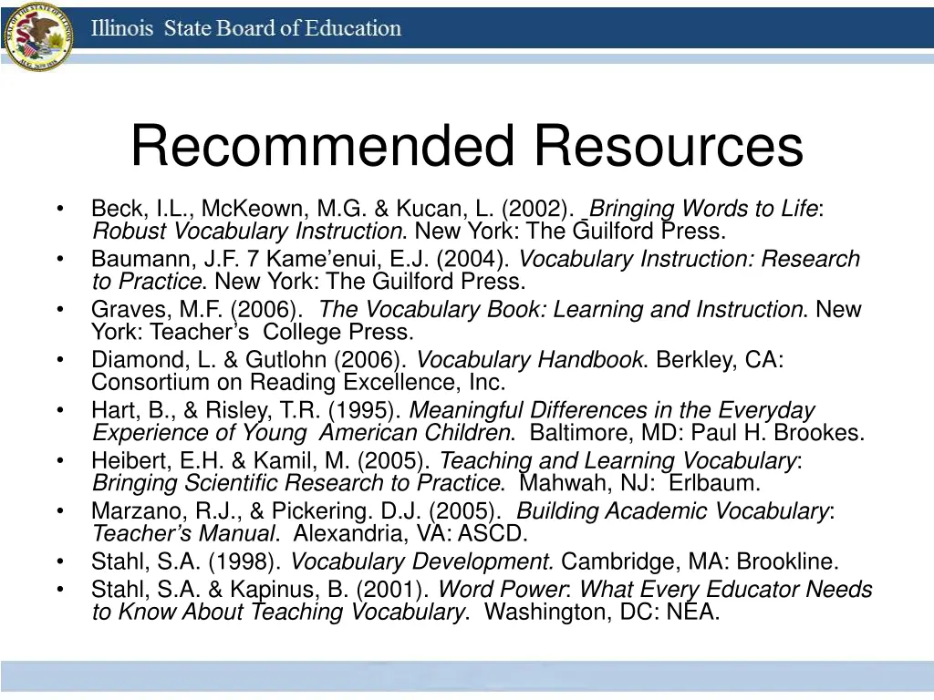 recommended resources