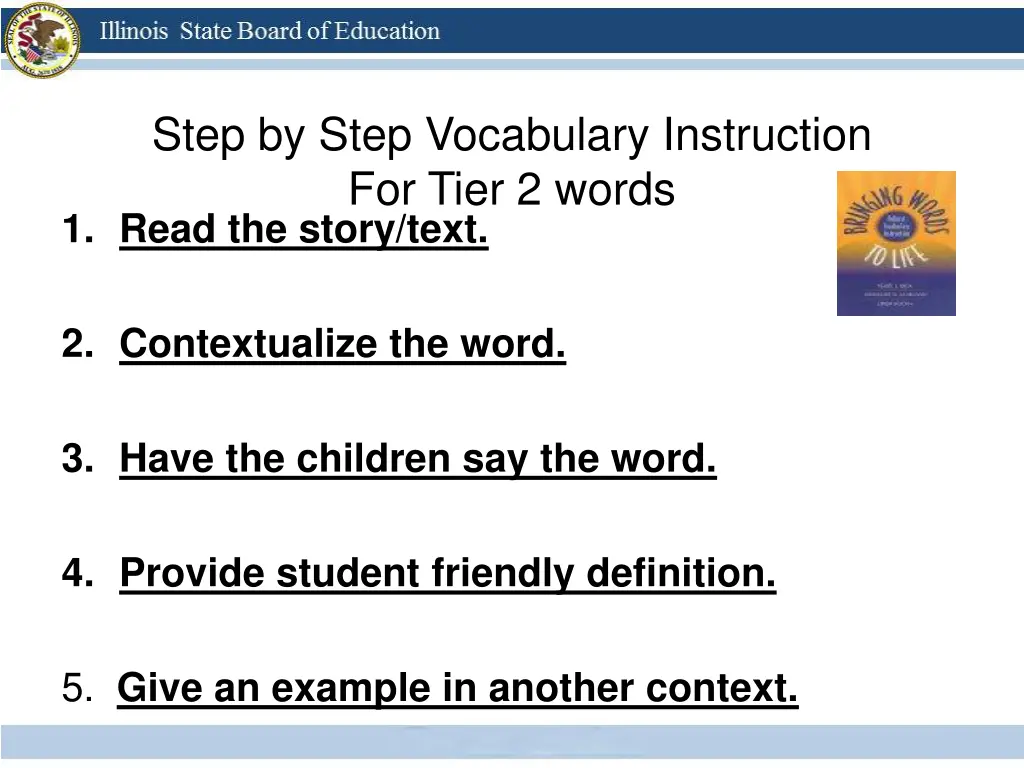 step by step vocabulary instruction for tier