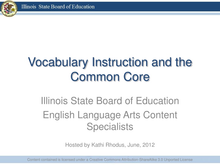 vocabulary instruction and the common core