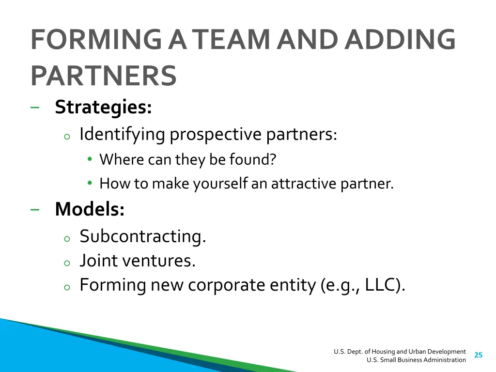 forming a team and adding partners strategies