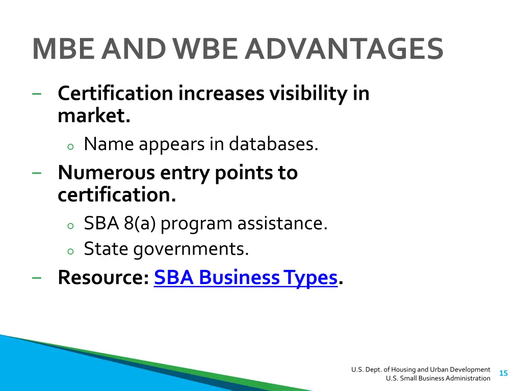 mbe and wbe advantages