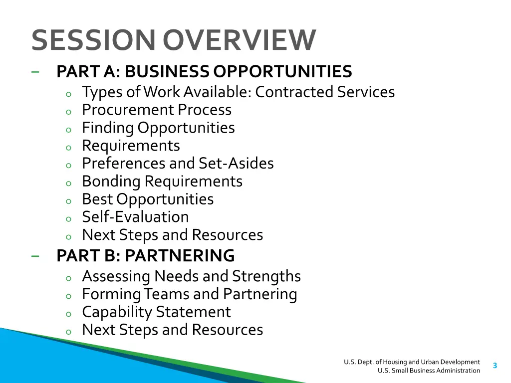 session overview part a business opportunities