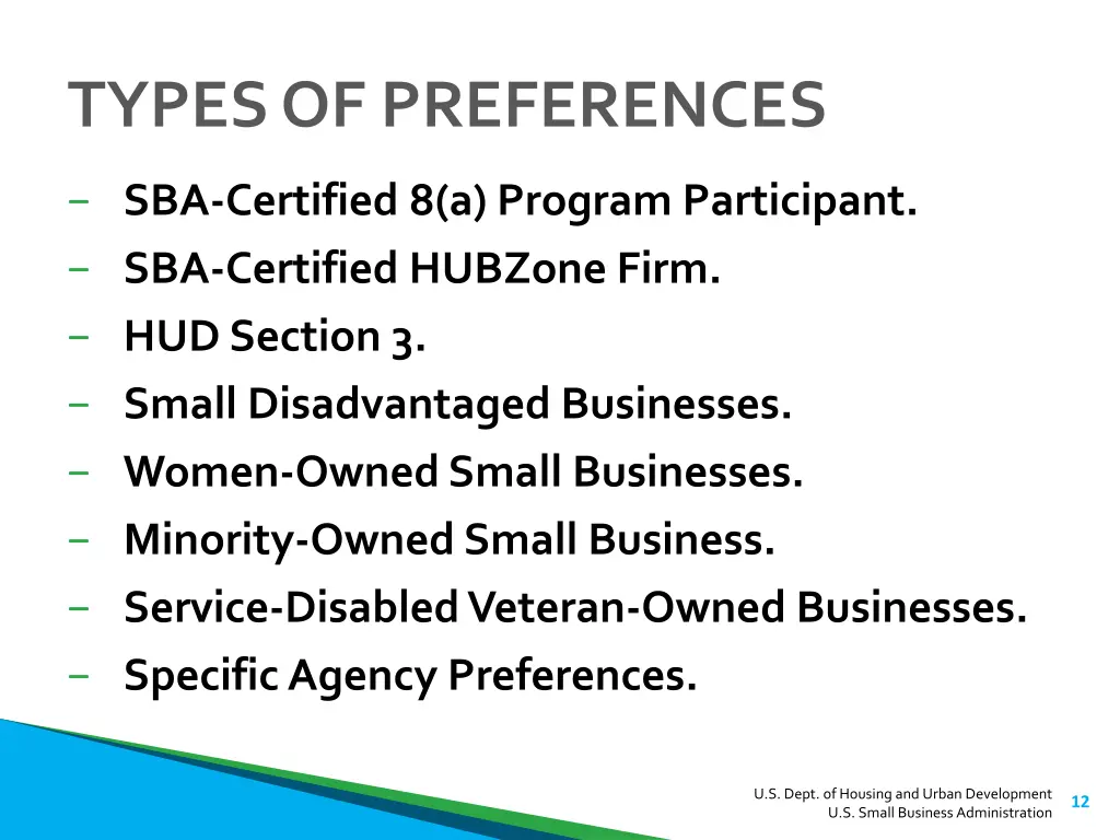 types of preferences