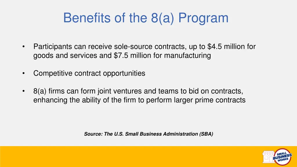 benefits of the 8 a program