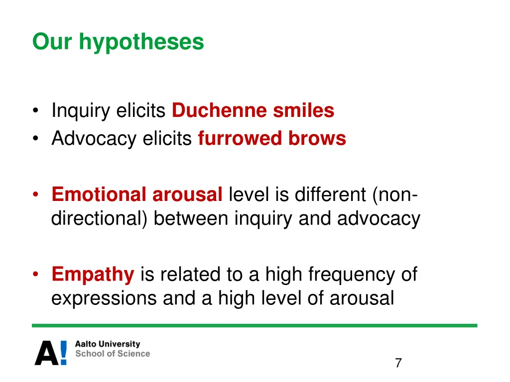 our hypotheses