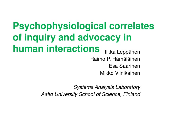 psychophysiological correlates of inquiry