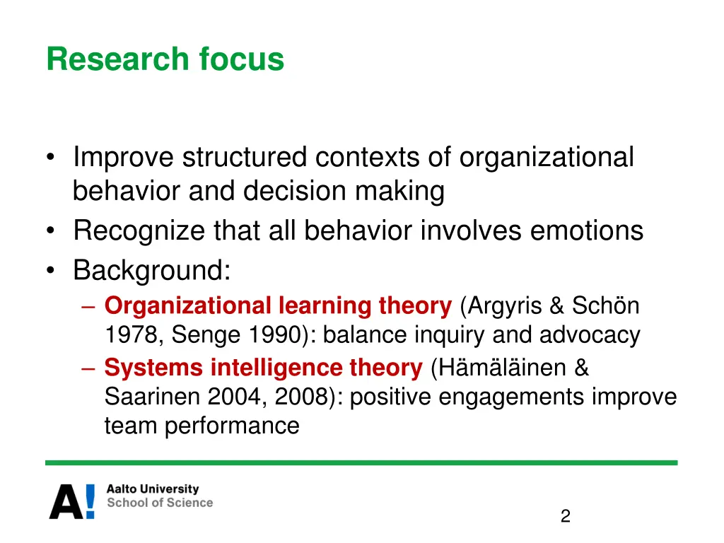 research focus